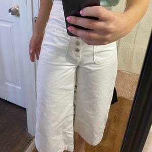 Free People White Cropped Flare Jeans